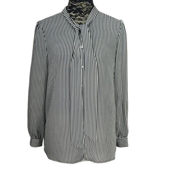 Spense Black‎ and White Long sleeve Size Large Button Down Blouse - Picture 1 of 9